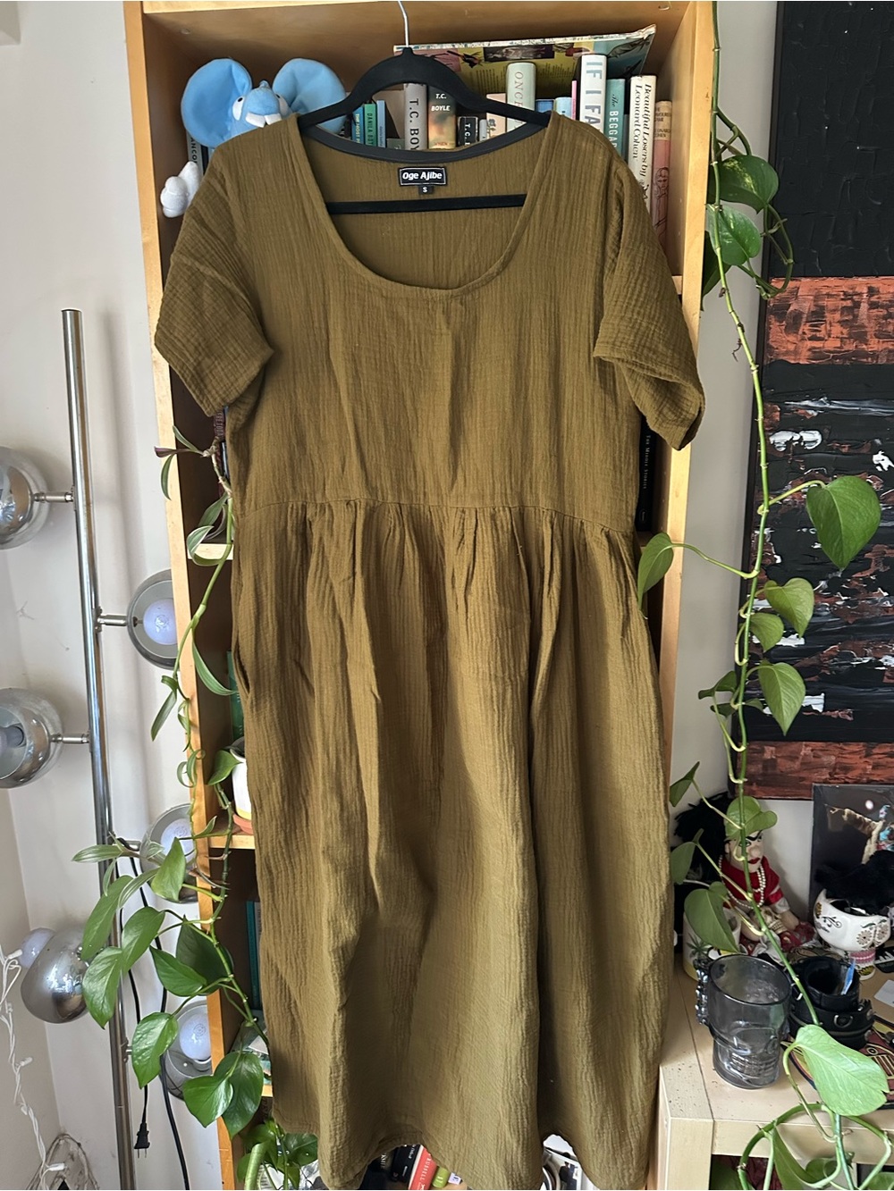Olive Green Cotton Maxi Dress